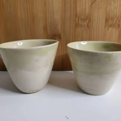2 Tasses à café expresso haut émaillé vert brillant